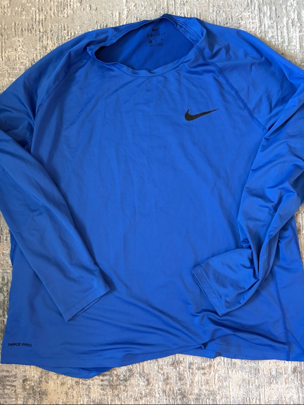 Nike Men’s Dri-FIT Long Sleeve Shirt - Blue with Black Swoosh